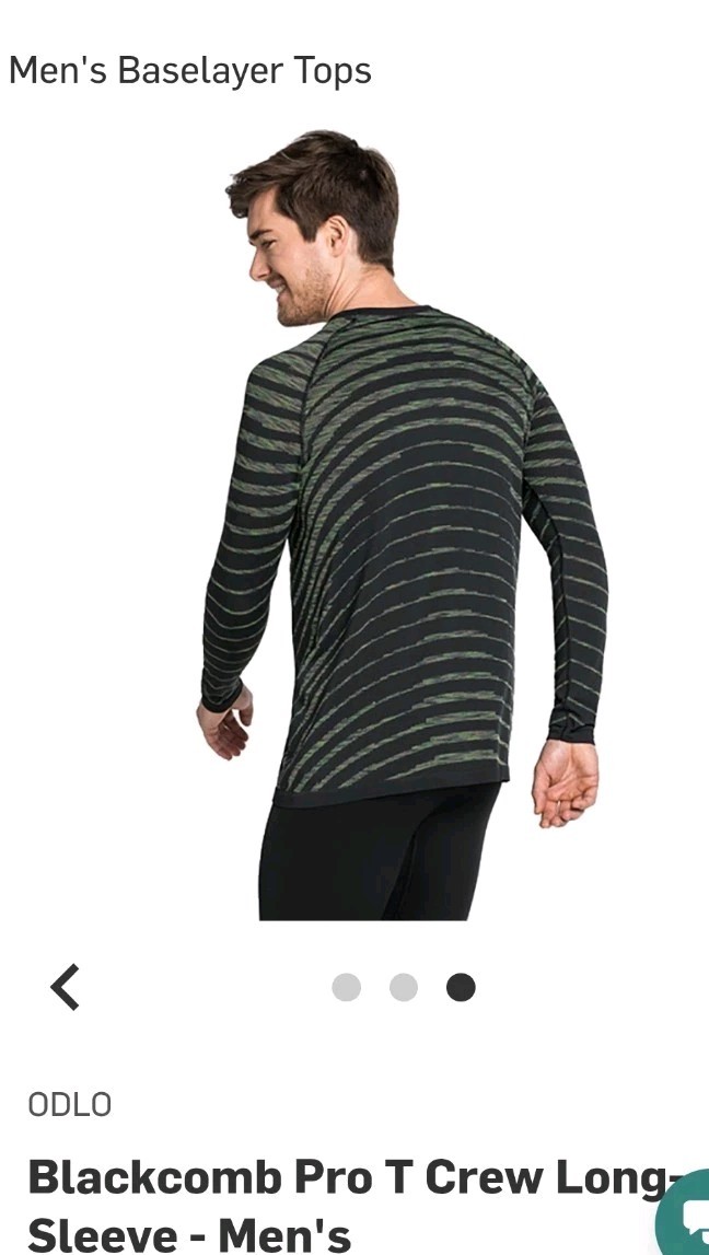 ODLO Base Layer Top Performance Light Fitted Long Sleeve Blackcomb Men’s sz L