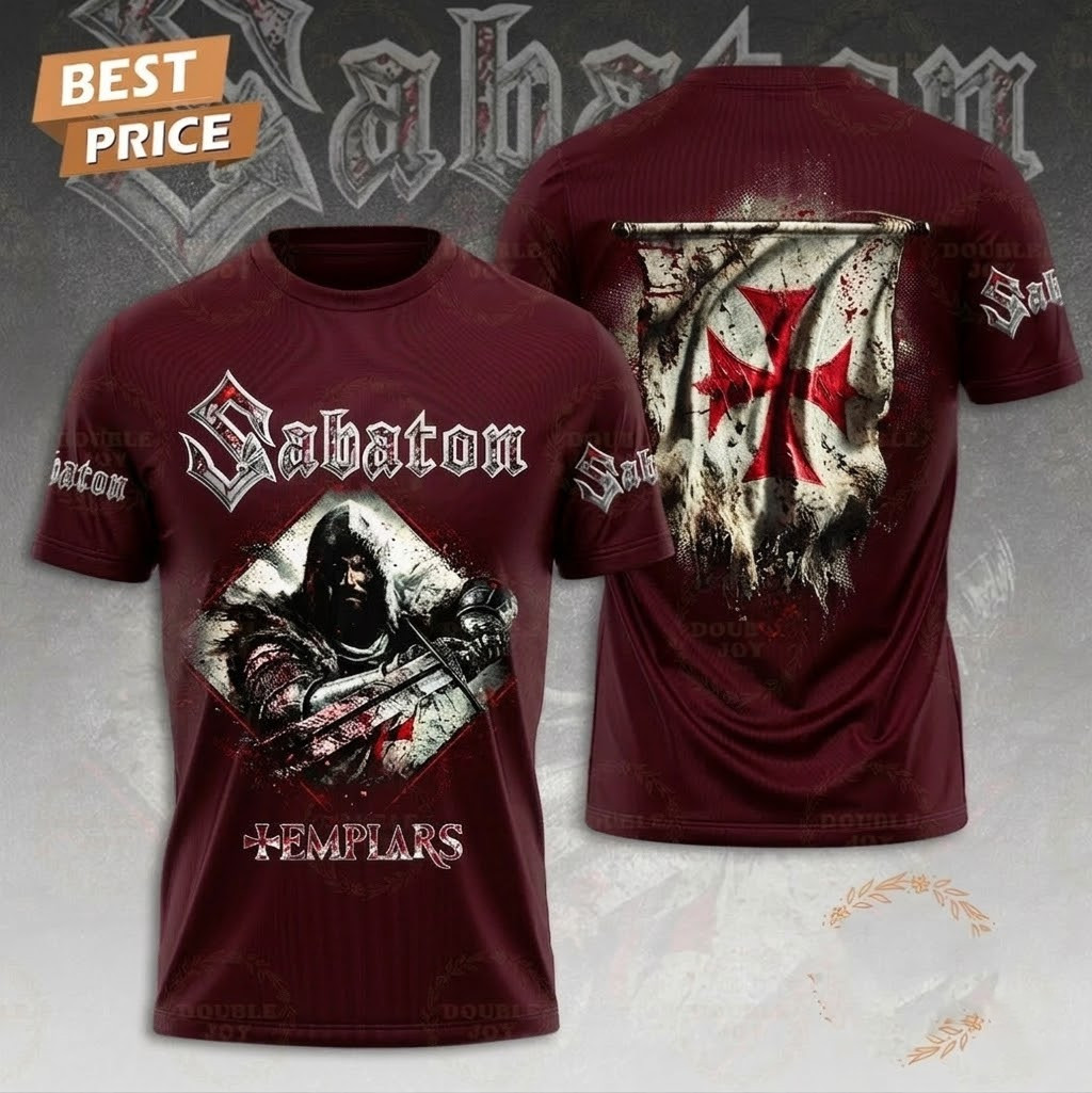 Very Rare Sabaton Band Templars 2025 Tour 3D T-Shirt S to 5XL 2F1955