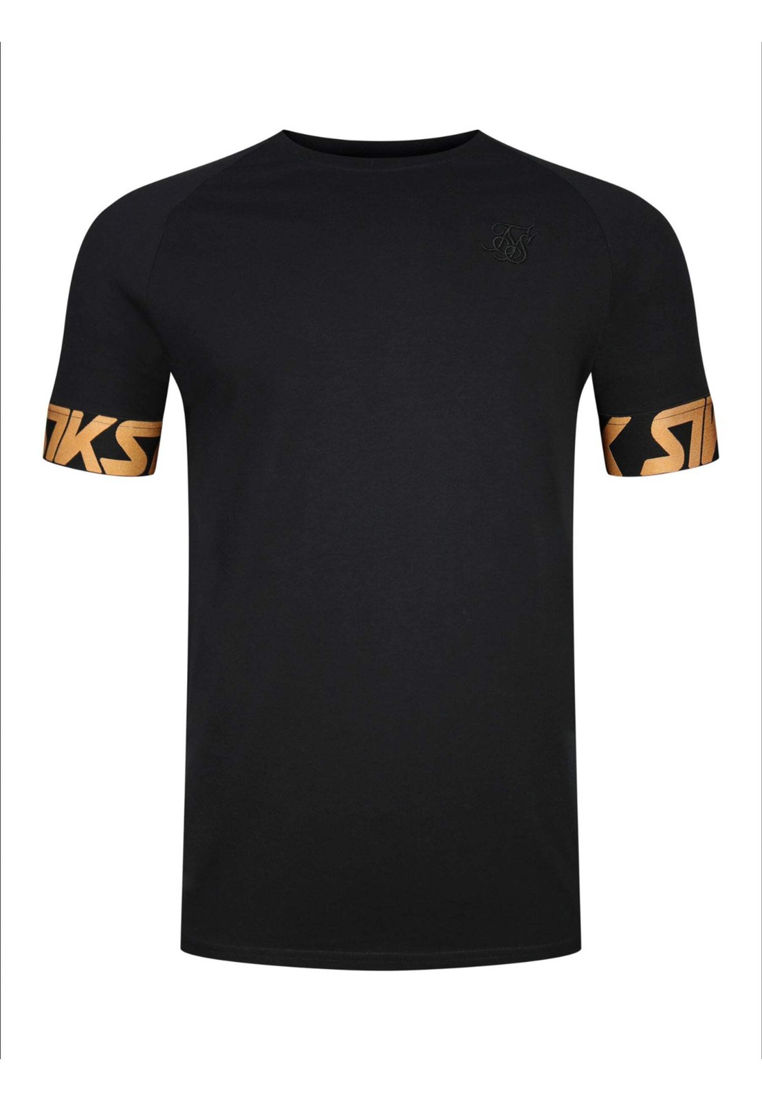 SikSilk Men’s Short Sleeved Muscle Fit Crew Neck Dynamic T-Shirt Tee Black