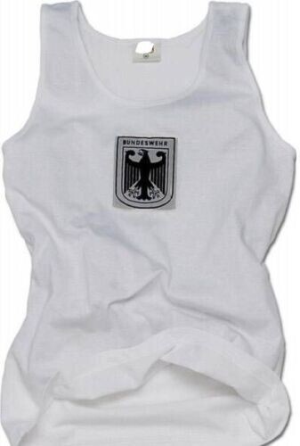 Authentic German Military Bundeswehr Vest Tank Top Jersey White w/ Patch Eagle