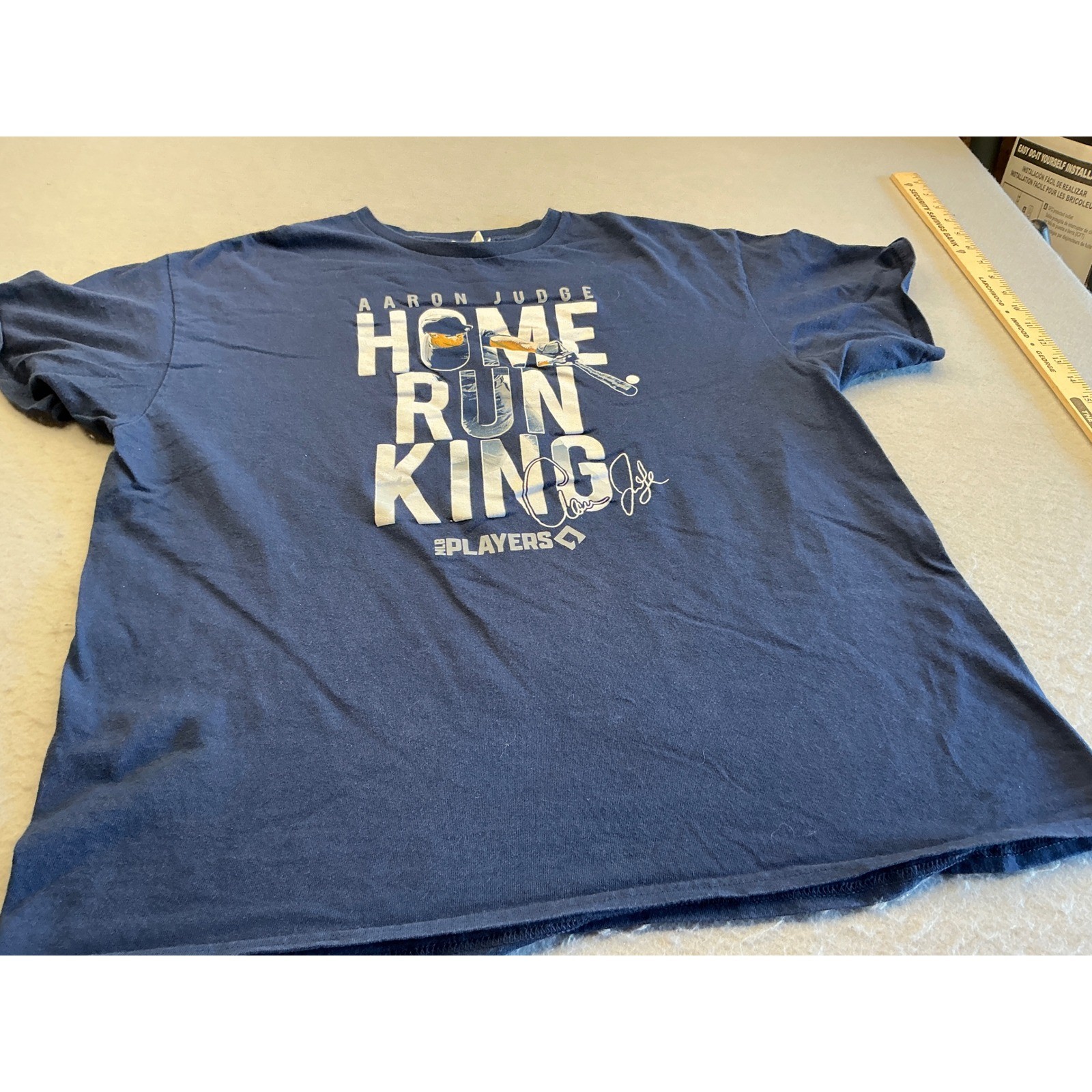 MLB Players Aaron Judge Home Run King Graphic T-Shirt XL Navy Blue Cotton Tee