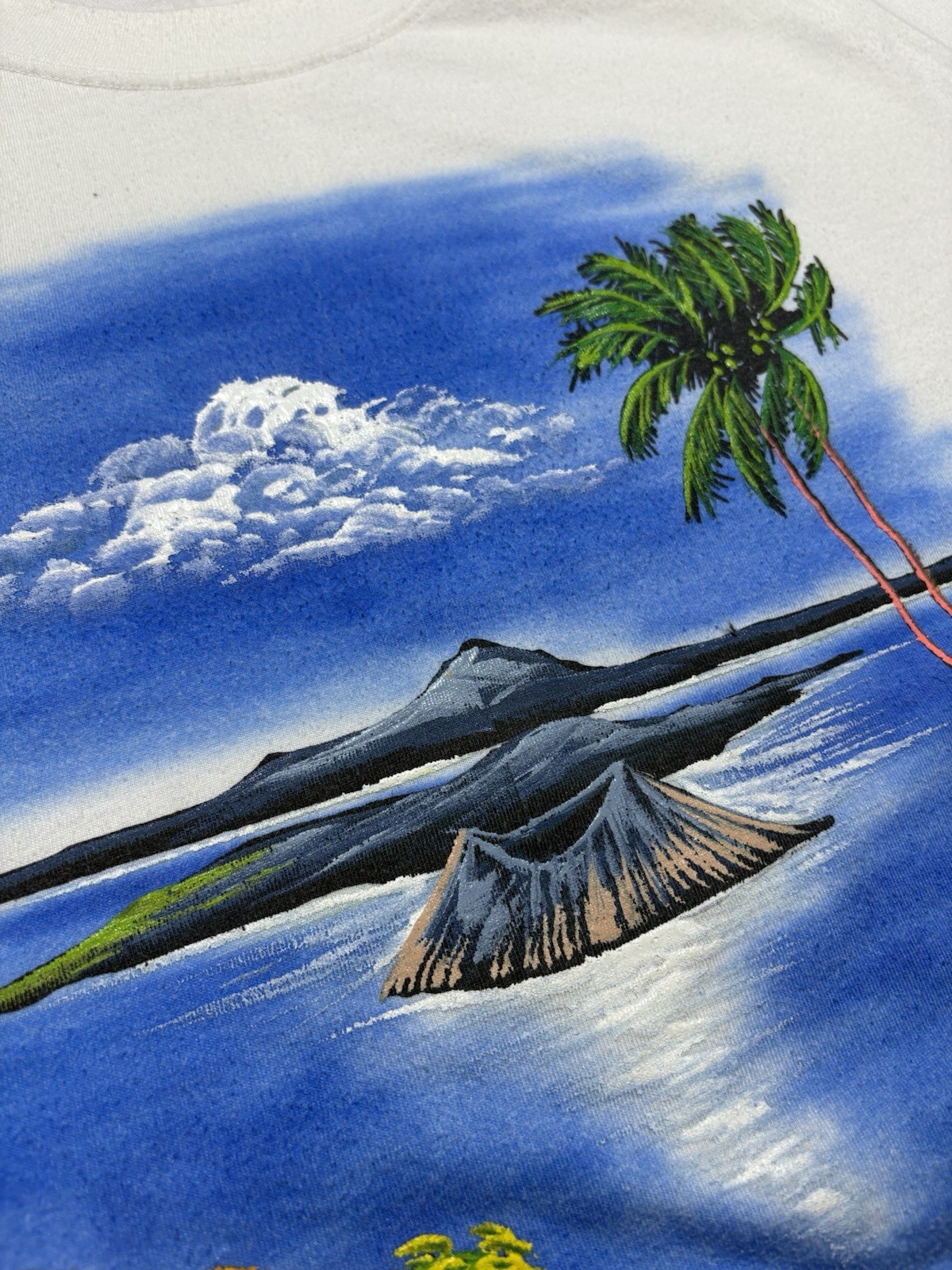 Vintage Philippines Dibuho Hand Painted T Shirt Mens XL Taal Volcano Graphic 90s