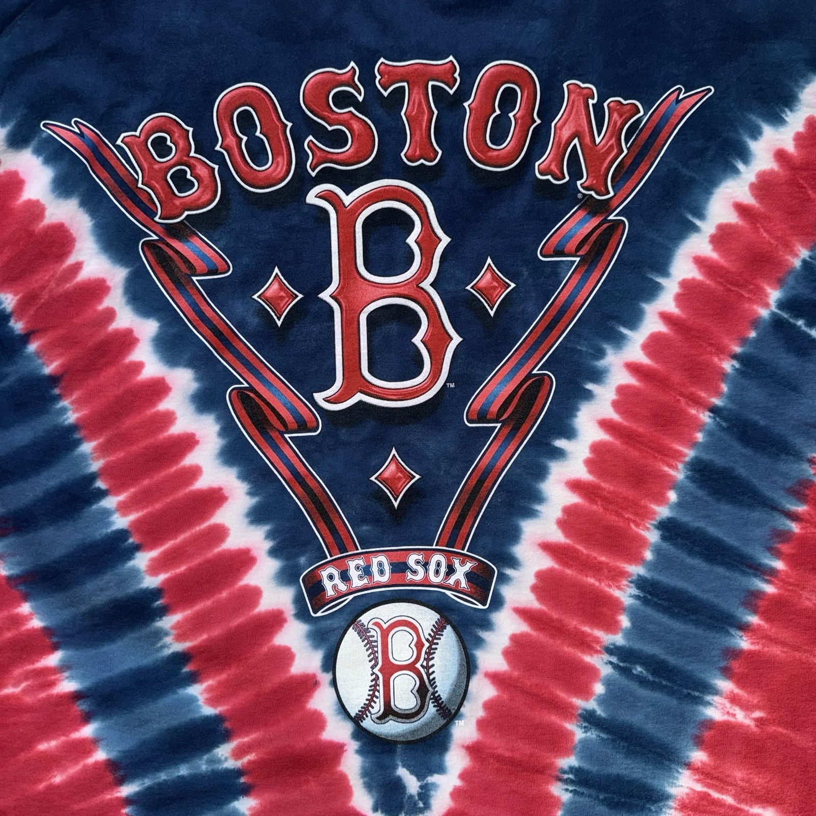 Vintage 90s Lee Sport Boston Red Sox Tie Dye T Shirt AOP Single Stitch Size XL!