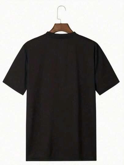 Man’ Graffiti Spray Paint BRUH Print Black TShirt Crew Neck Casual Cotton Tee