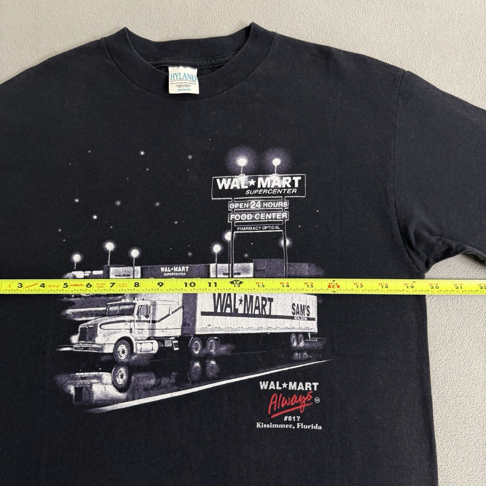 Vintage Walmart Store Trucker Art T-shirt Size M Semi Truck Florida USA 90s Y2K