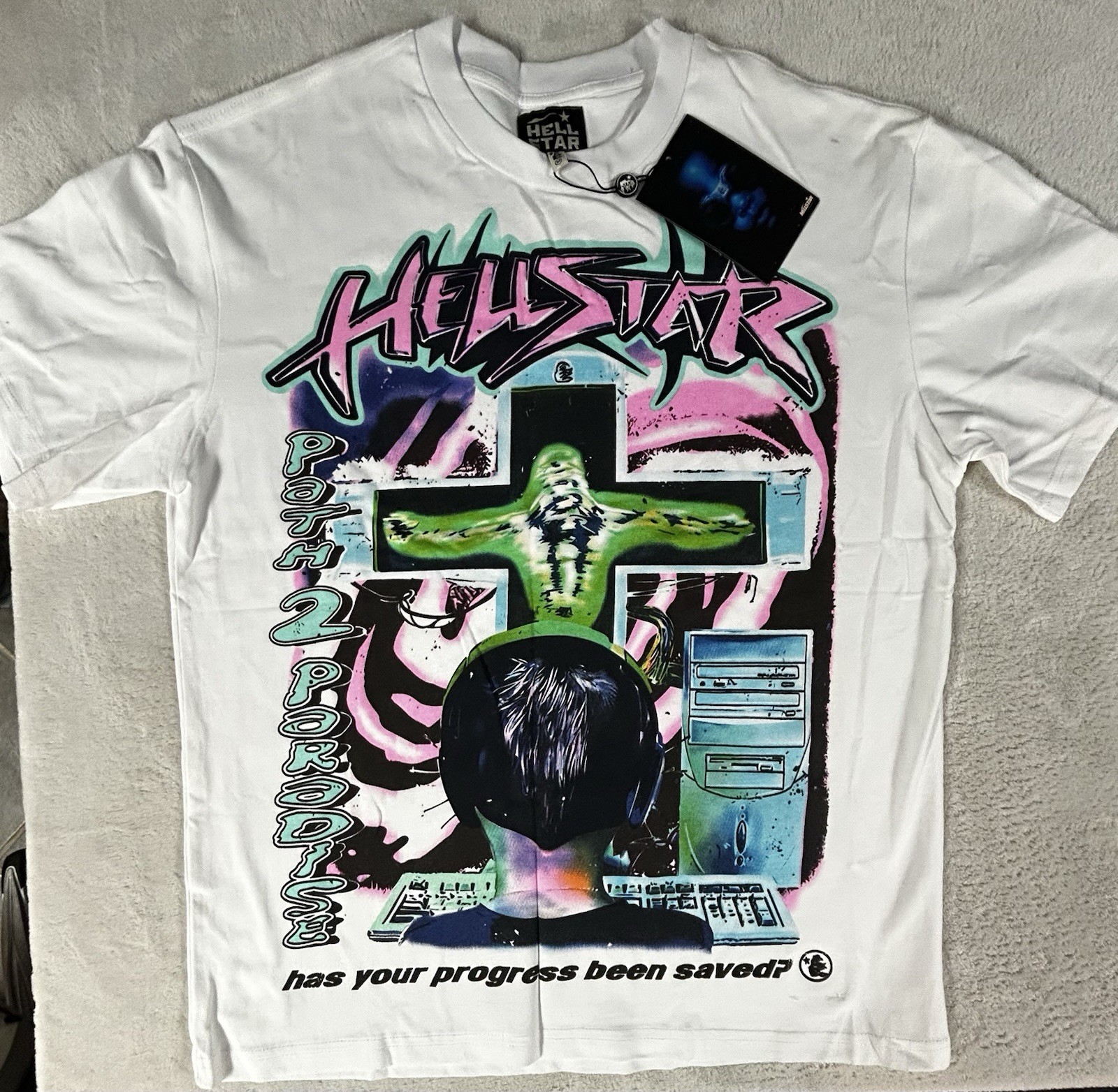 HELLSTAR Men’s Black Graphic Logo Crew Neck Short Sleeve T-Shirt Size M