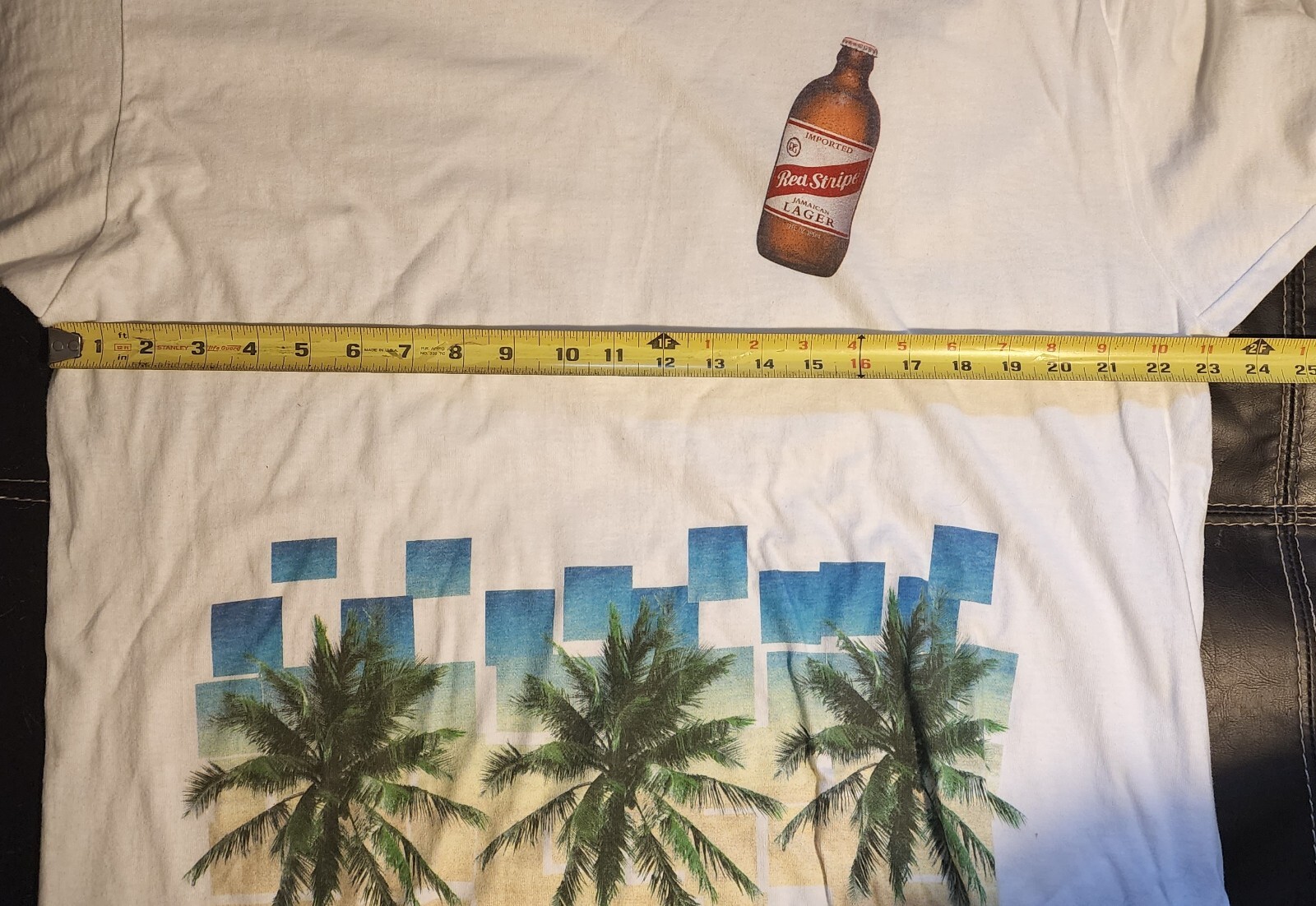 Vintage Red Stripe American Lager Beach Shirt Sz XL
