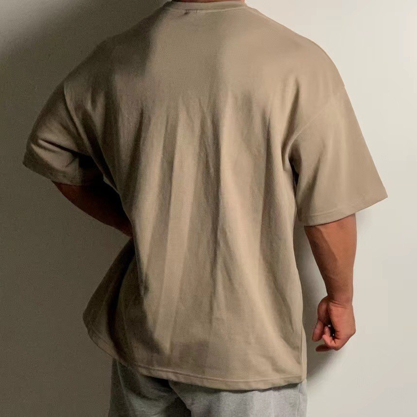 Men’s Oversize Drop Shoulder Muscle T‑Shirt Loose Fit Gym Fitness Streetwear