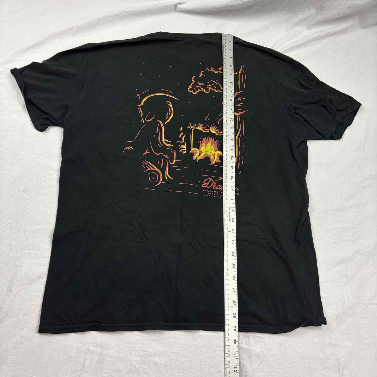 Dravus Co. Mens Graphic T-Shirt Black Yellow Crew XL Heading Nowhere