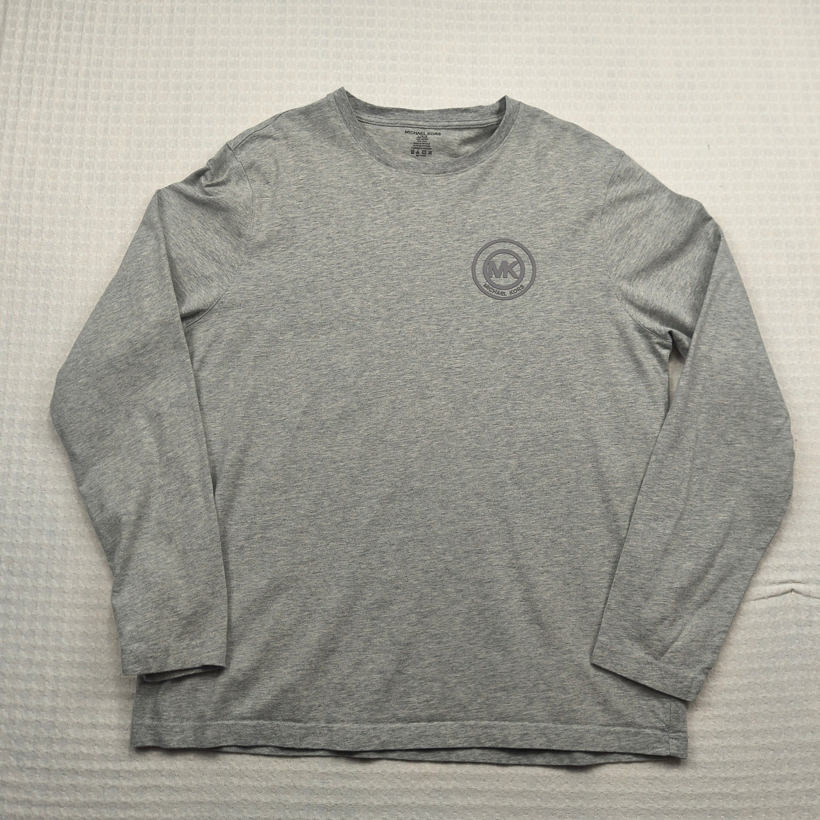 Michael Kors Mens Heather Gray Long Sleeve Logo T-Shirt Size Large 6BR6K11011