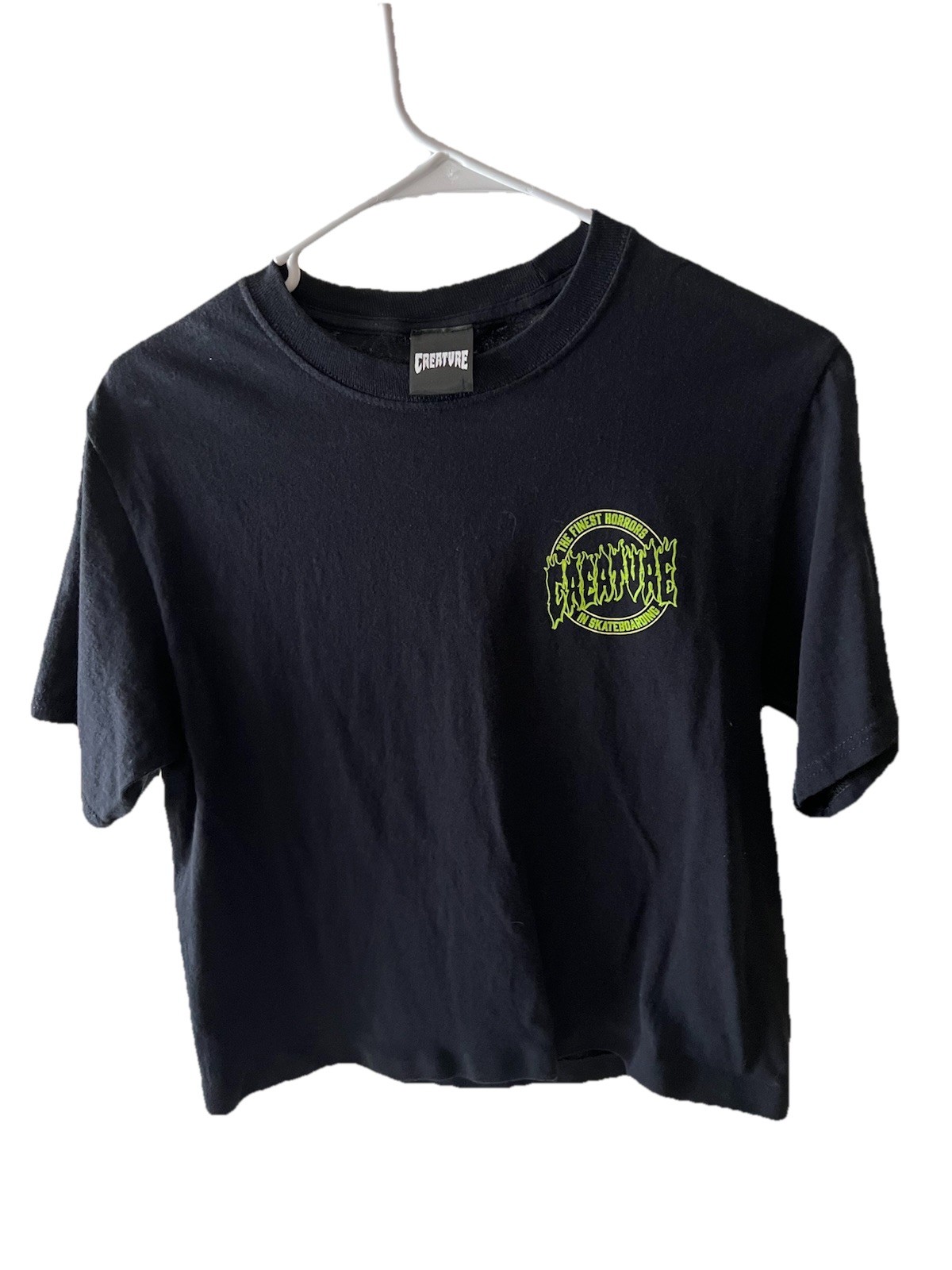 Creature Skateboarding Graphic Tee Vintage Mid 90s OG Logo Cropped Size S Mens