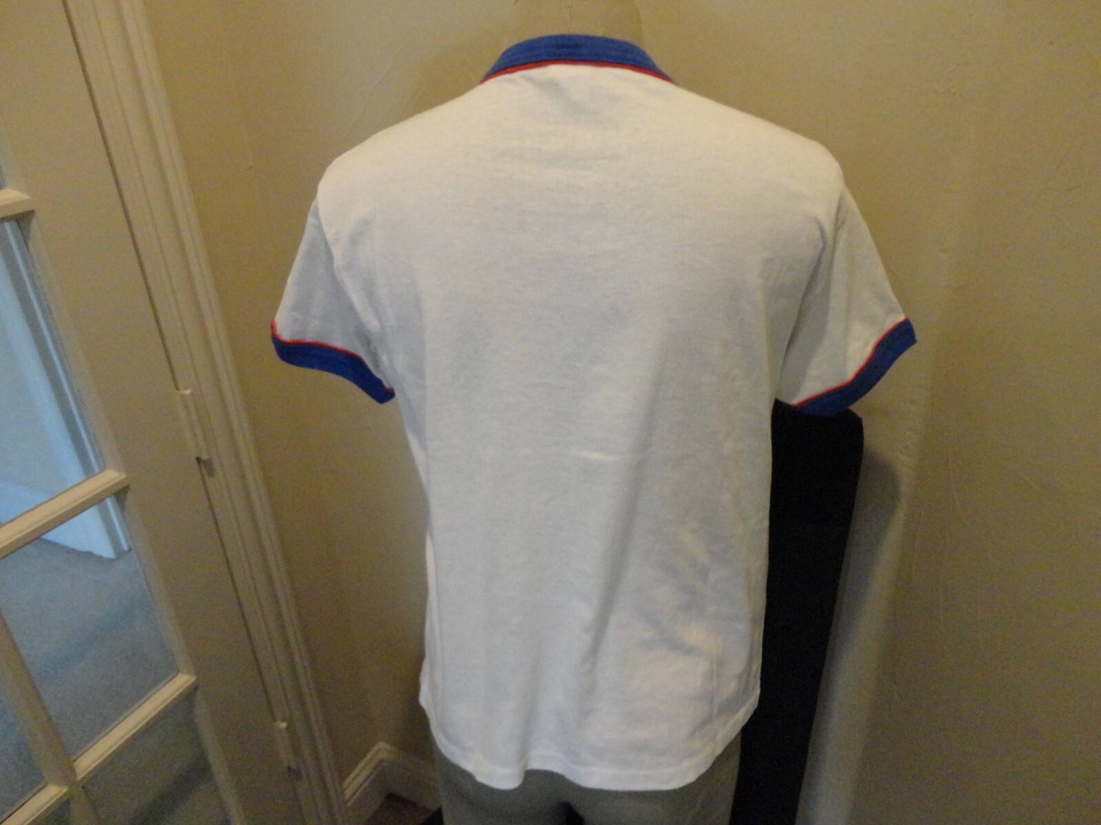 Vintage White Red Blue JC Soccer RINGER Jersey Shirt Adult M 50-50 USA Rare