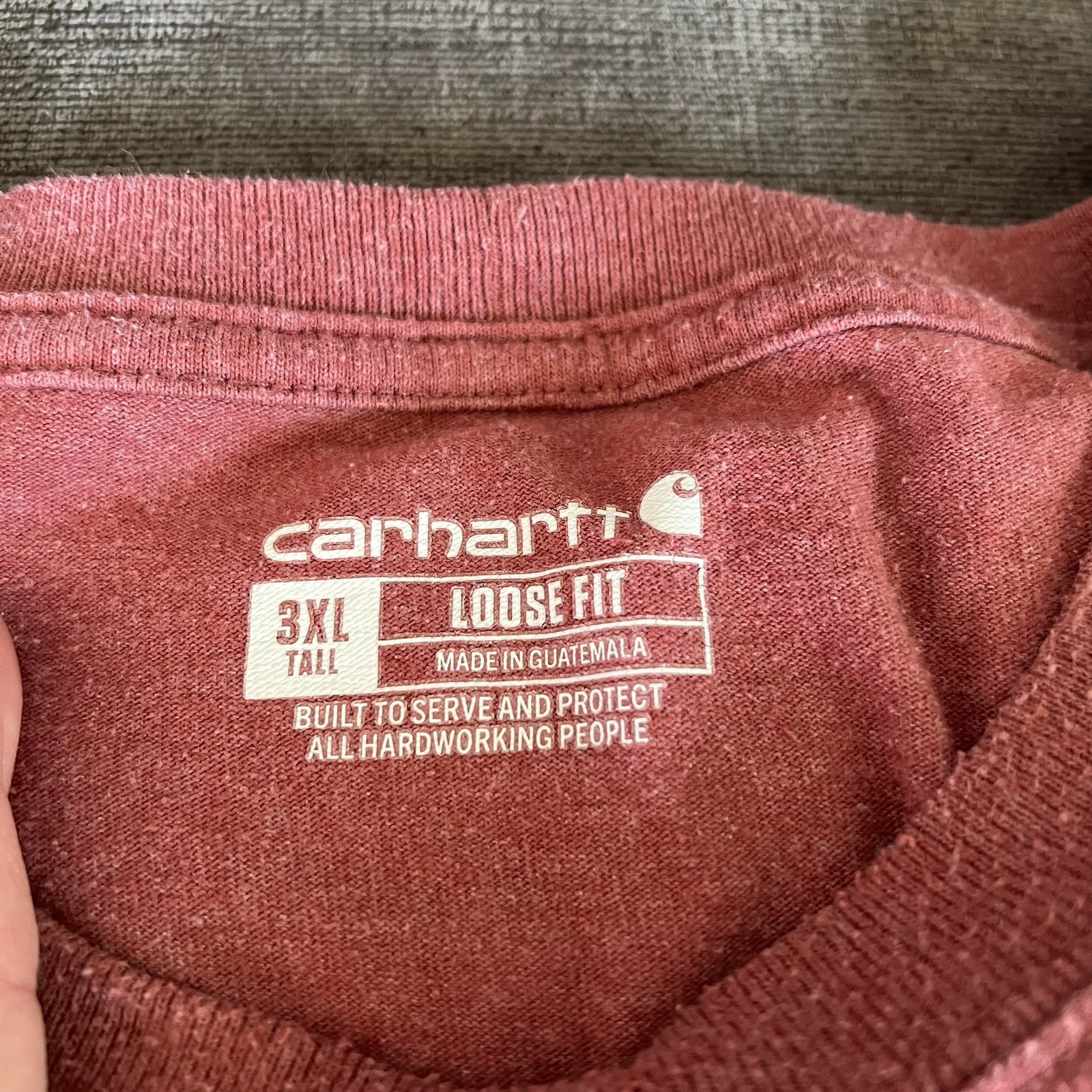 2- Carhartt T Shirts Men 3XL Loose Fit Blue & Rust Salmon Front Pockets Workwear