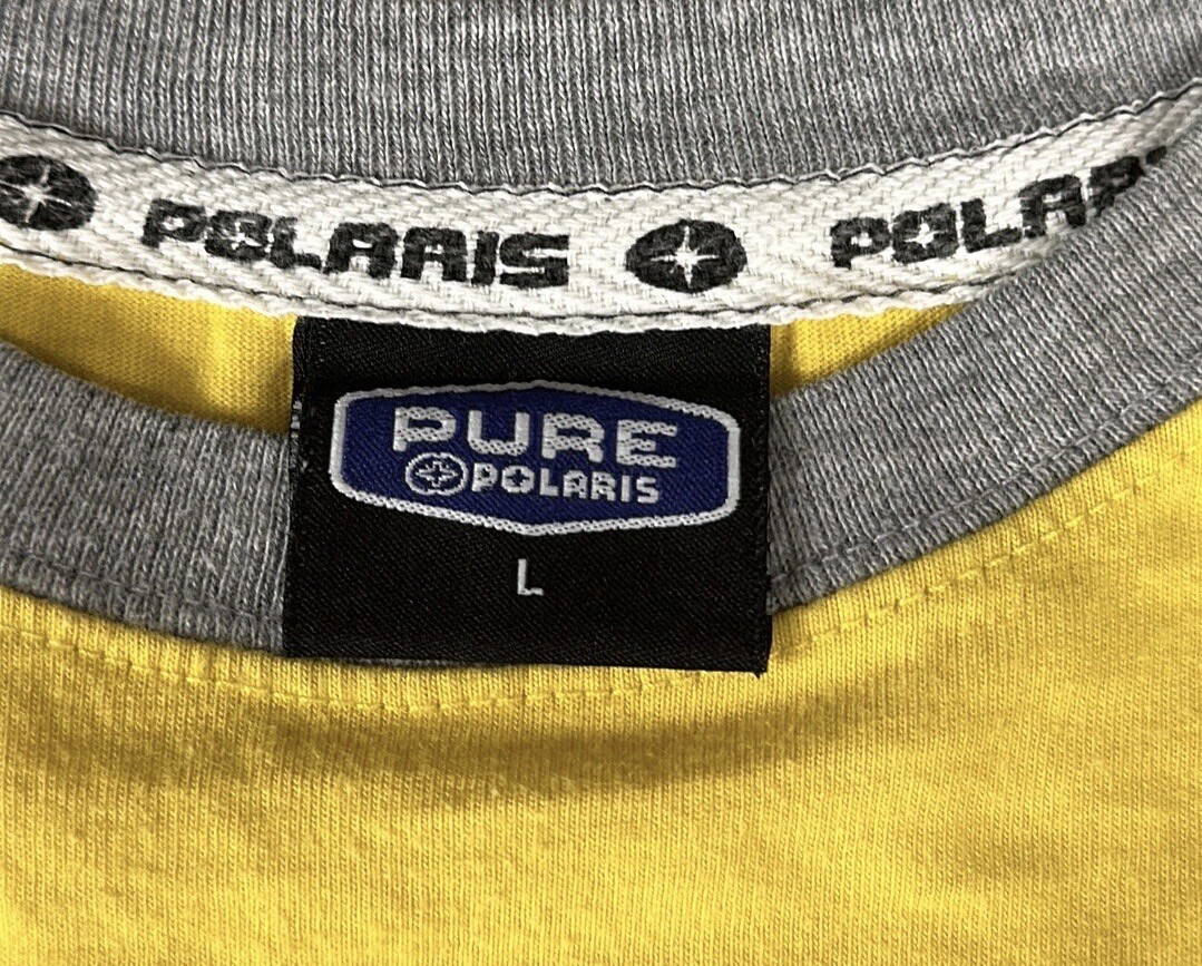 Vintage Authentic Pure Polaris Team Wear Yellow Gray Raglan Short Sleeve Shirt L