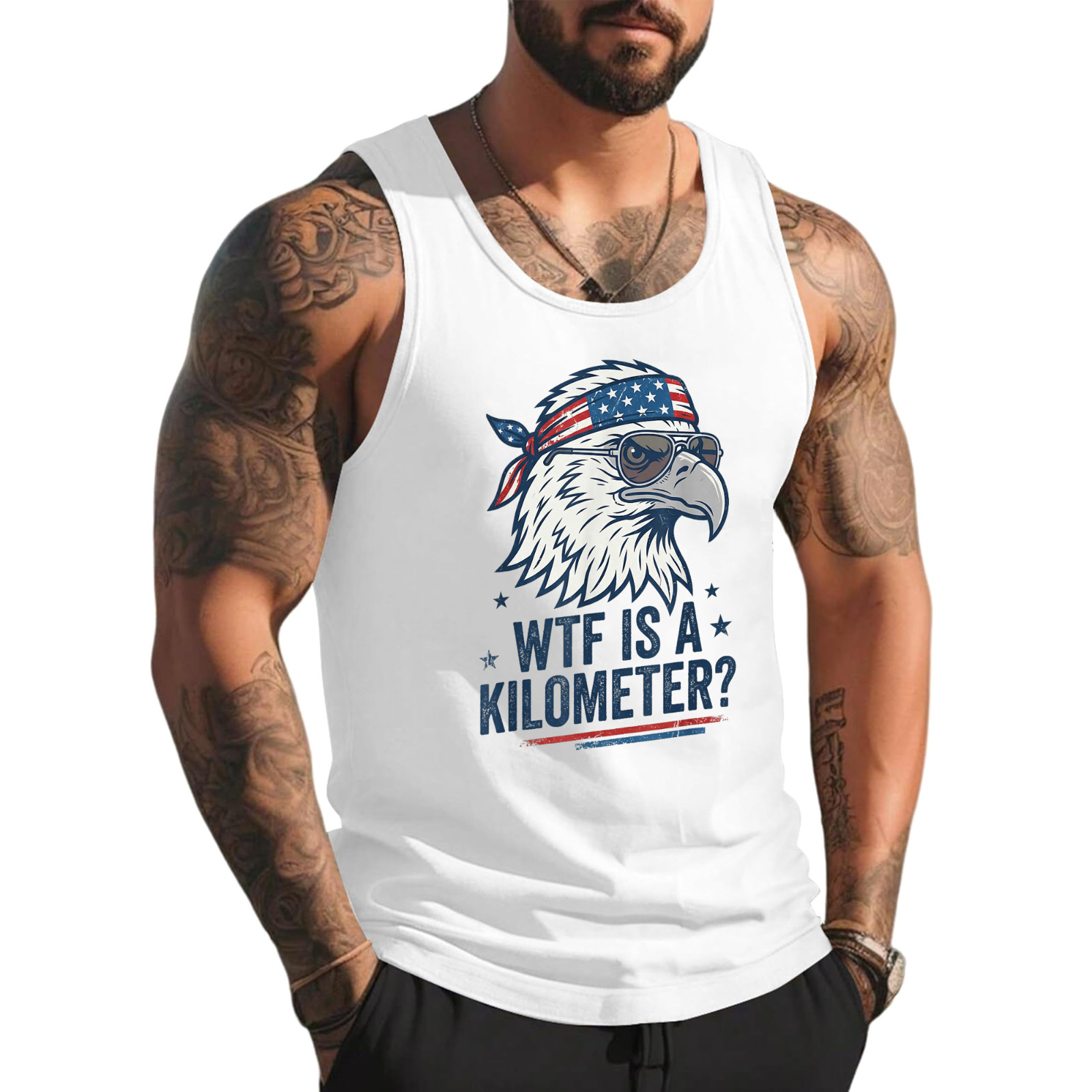 WTF is A Kilometer Patriotic Eagle Humor Funny Tank Top