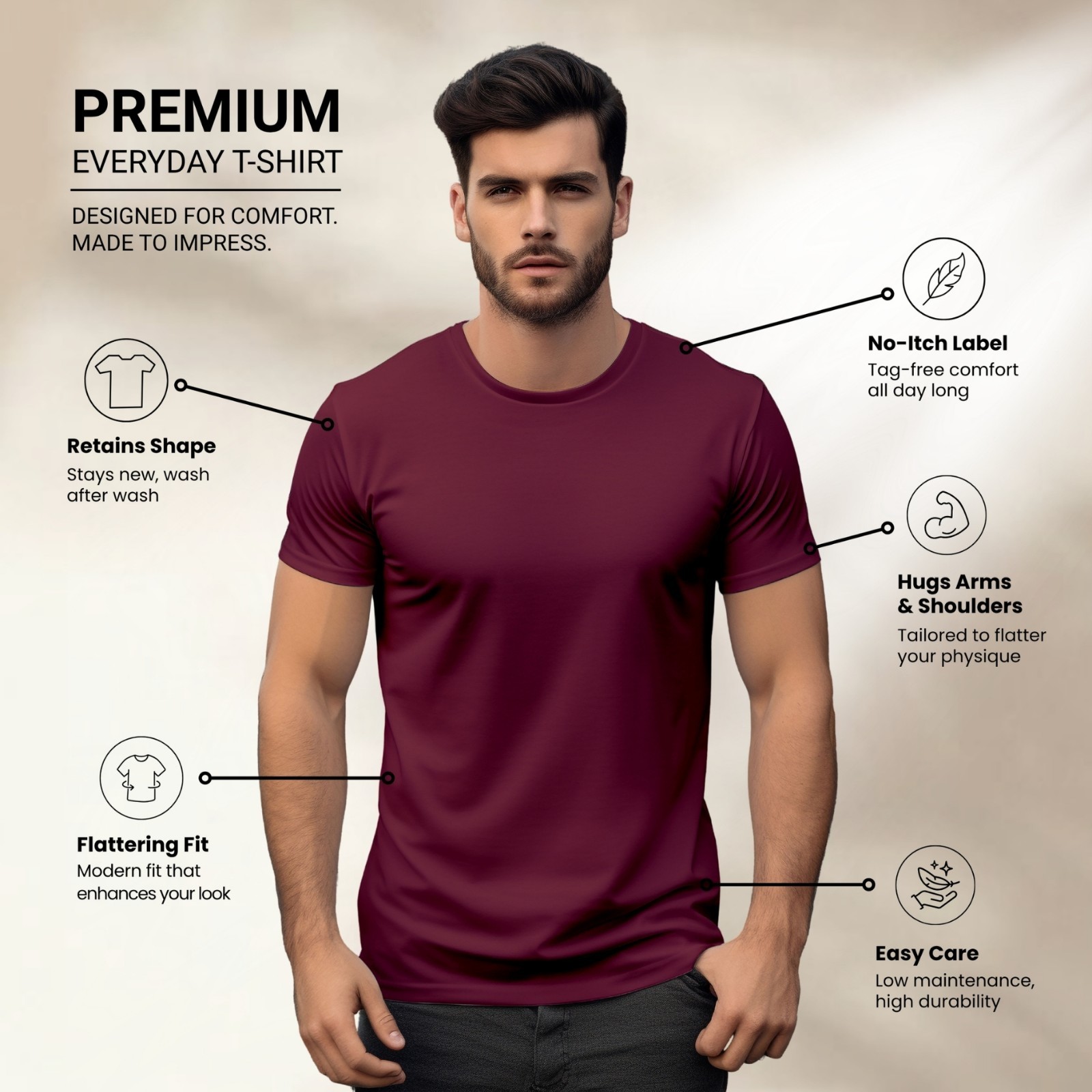 Men’s Heavy Cotton T-Shirt Short Sleeves Crew Neck Plain Blank Tee Pack of 5