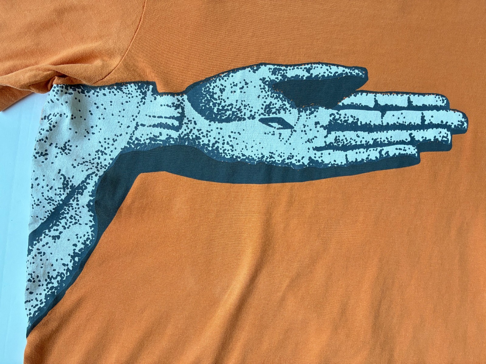 Complexo B Hand Print Graphic Crew T-Shirt Orange Brazil Catholic Religious