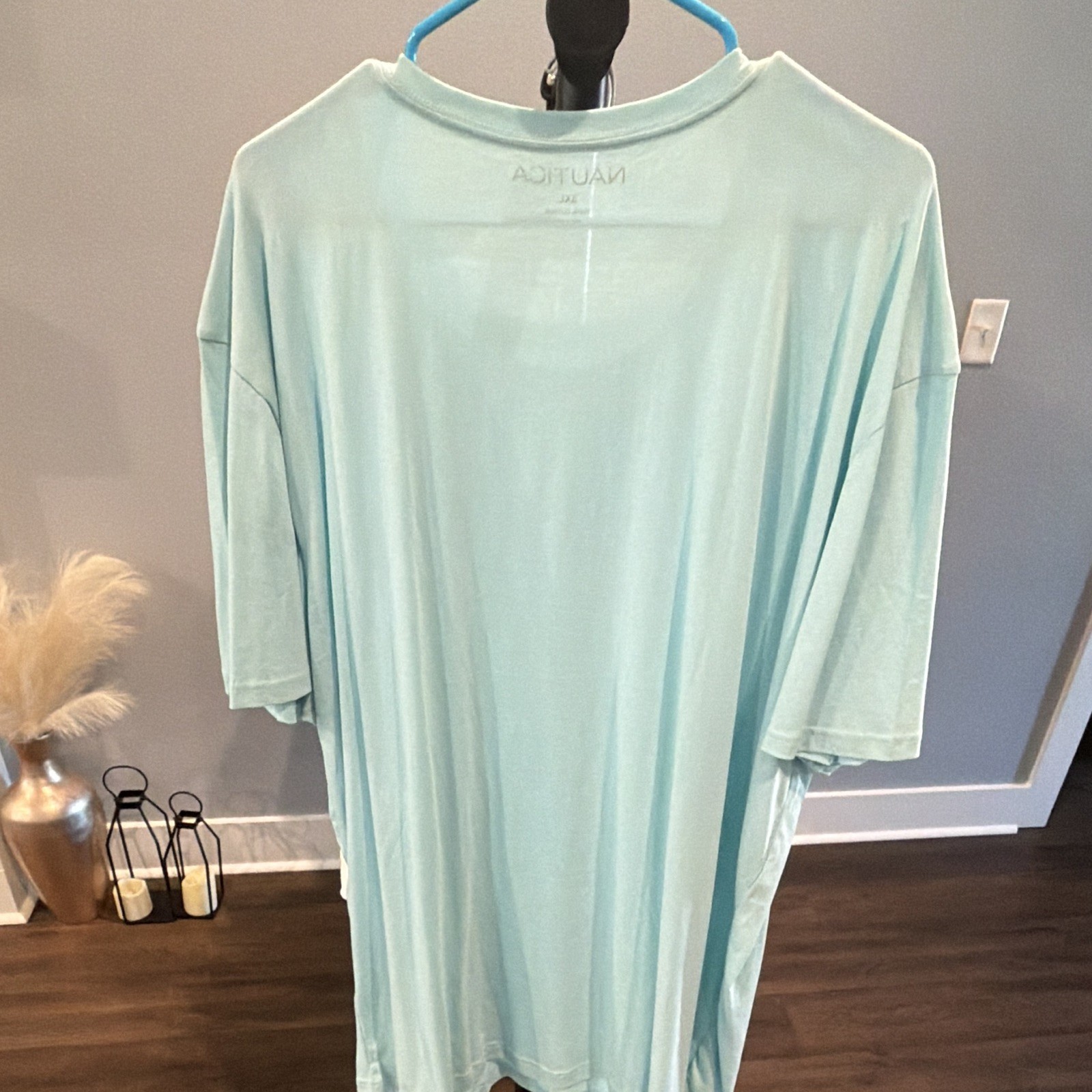 Nautica Light Blue Crew Neck Short Sleeve Logo Jersey Cotton T-Shirt Men’s 3XL