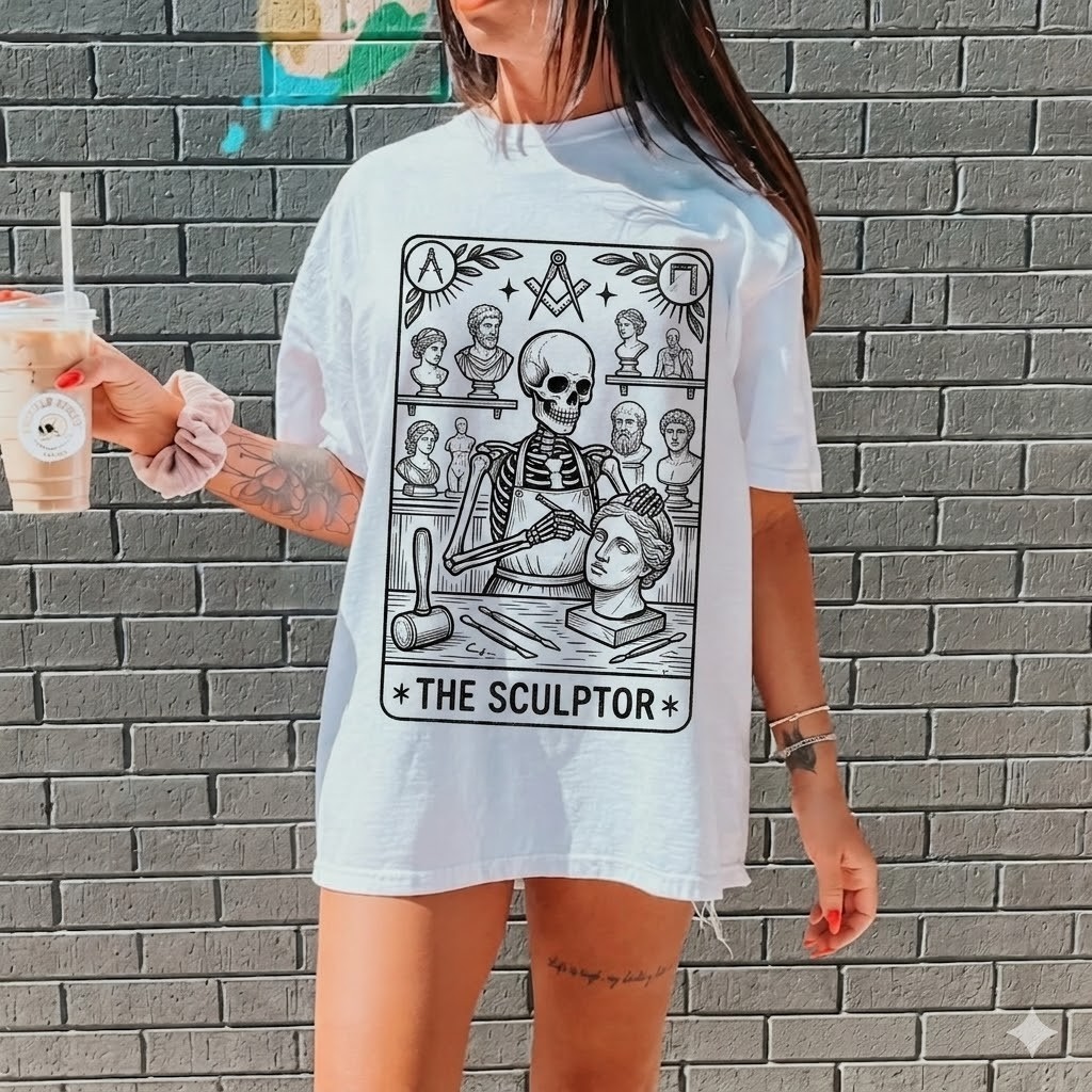 The Sculptor Tarot Card Trendy Skeleton Funny Gift For Sculpting Lover T-Shirt