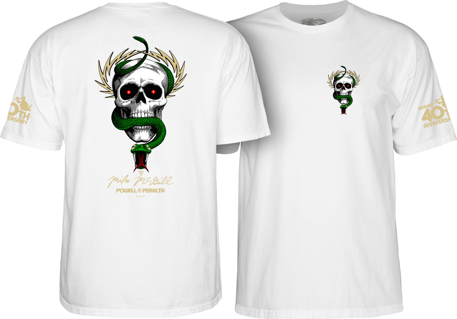 Powell Peralta Mike McGill 40TH ANNIVERSARY McTWIST SKULL AND SNAKE Shirt WHITE