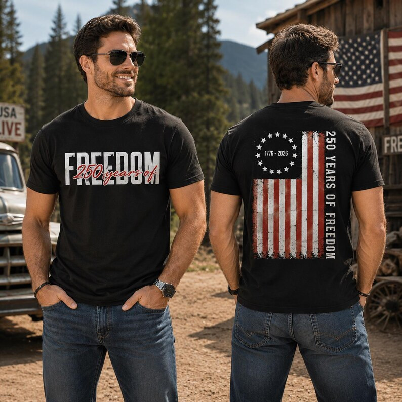 America 250 Shirt, Mens 4th Of July Tee, 250 Years Freedom Tee 1