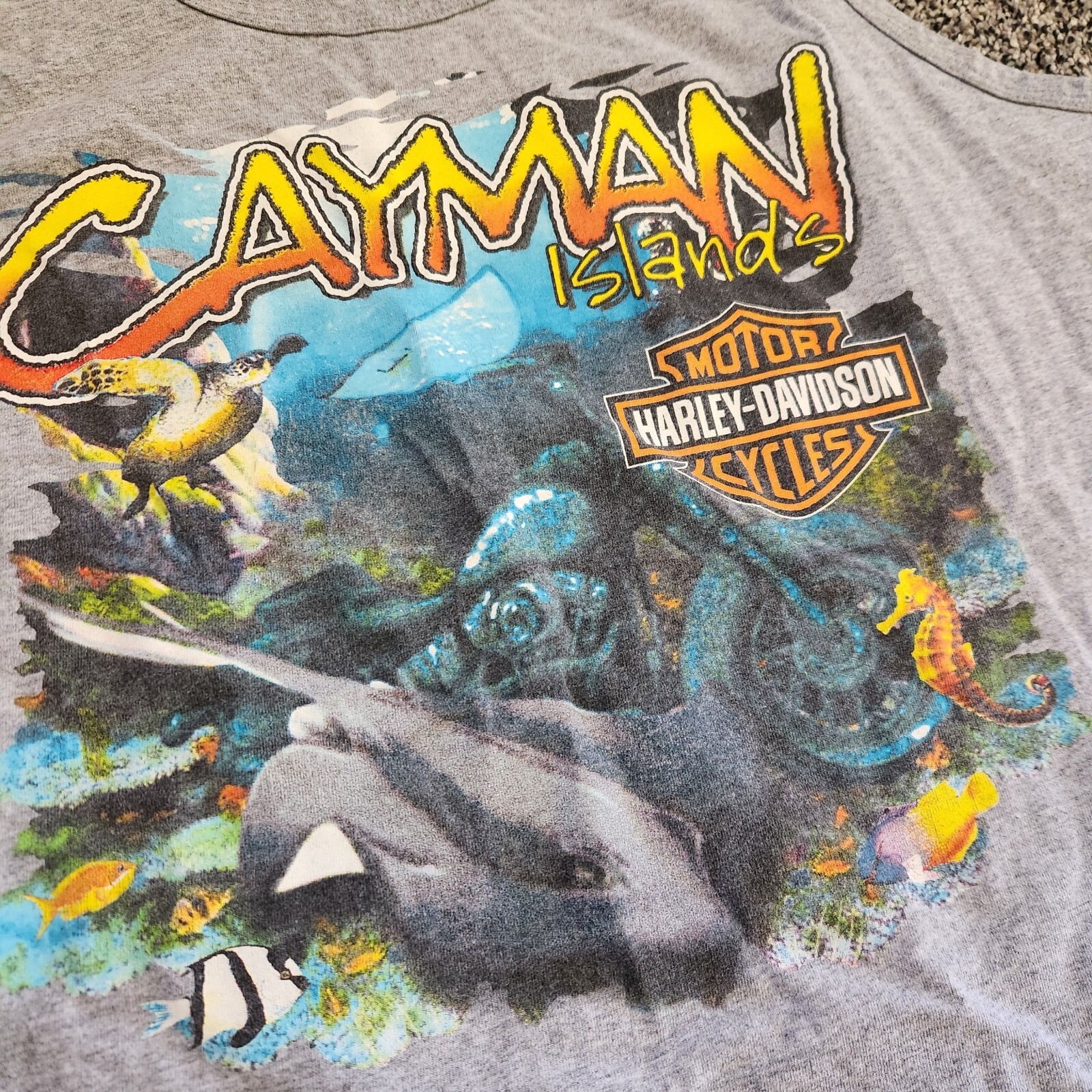 Vintage Harley Davidson Grand Cayman Islands XL Tank Top Pirates Stingray Retro