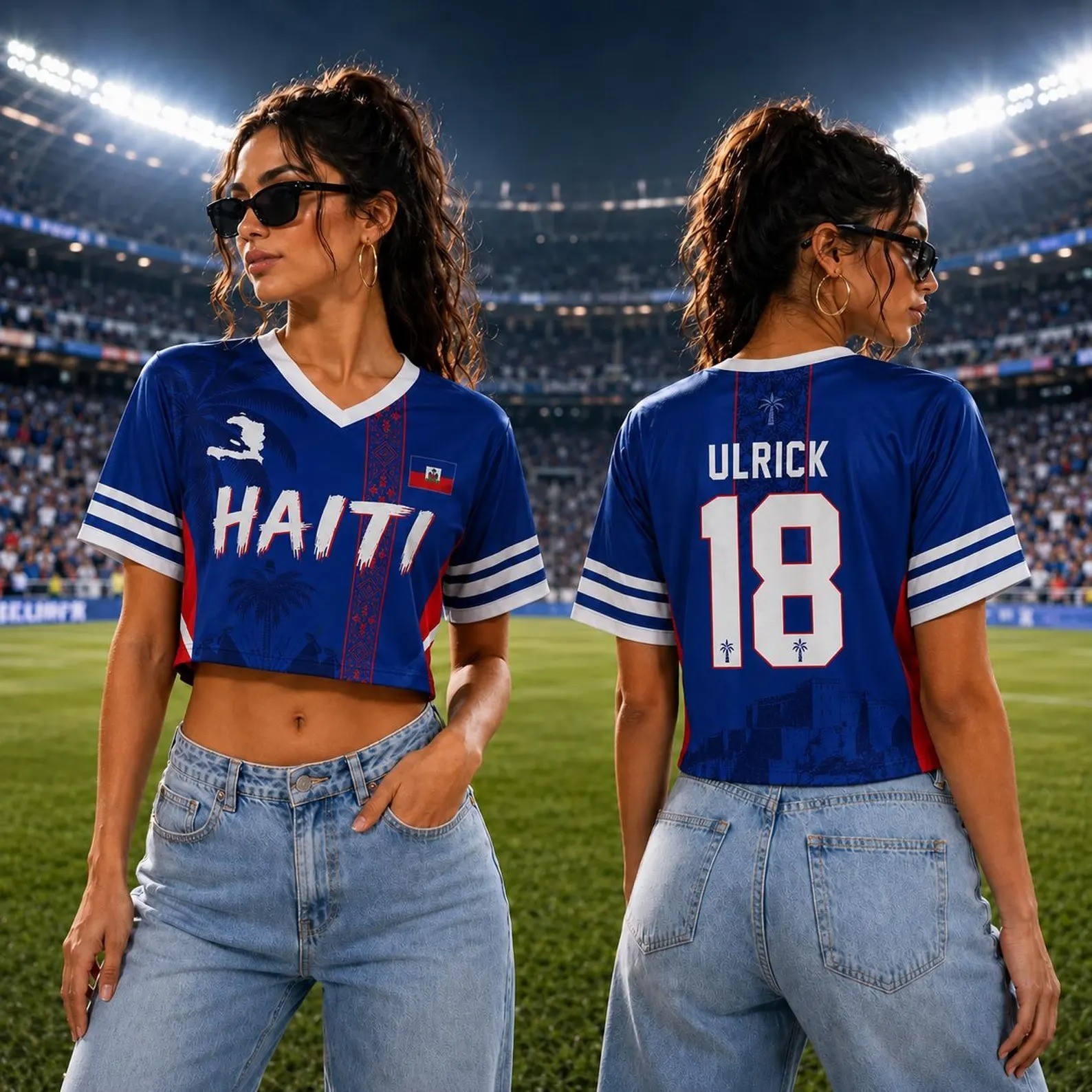 Personalized Haiti Soccer Croptop Mesh Jersey, Custom Name Number Haiti Jersey