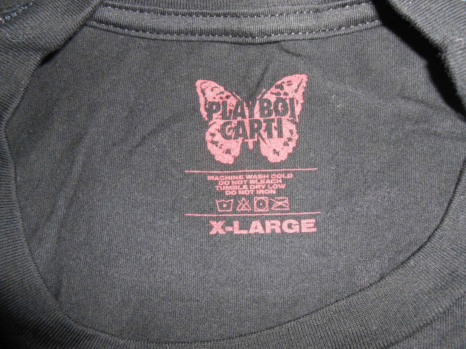 NEW SIZE X LARGE PLAYBOI CARTI BLACK T-SHIRT BUTTERFLY SKELETON 2017 TOUR RARE