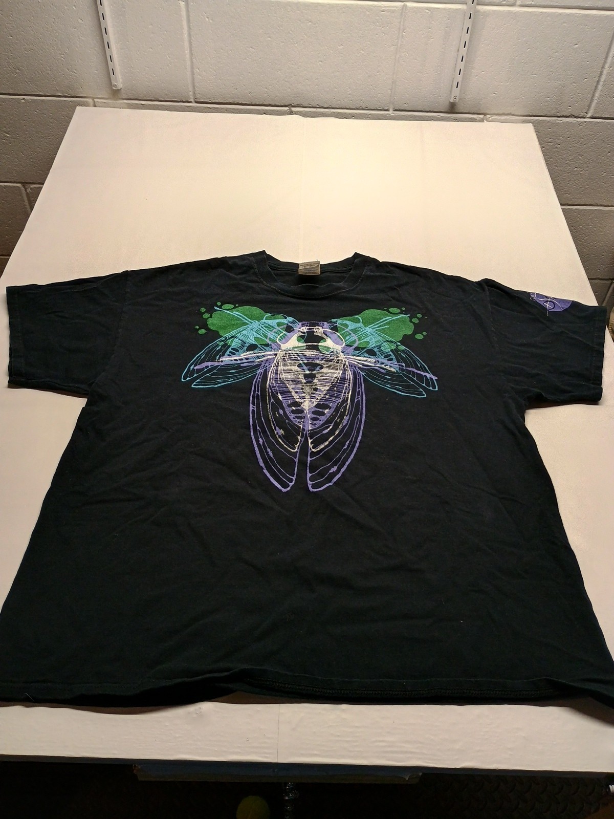 Men’s Black Multi-colored Cicada Extra Large Short Sleeve Cotton T-Shirt