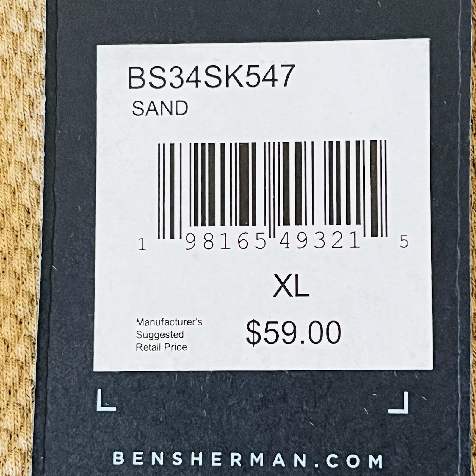 NWT Ben Sherman Men’s Pullover Embroidered Logo Short Sleeve Sand Henley Size XL