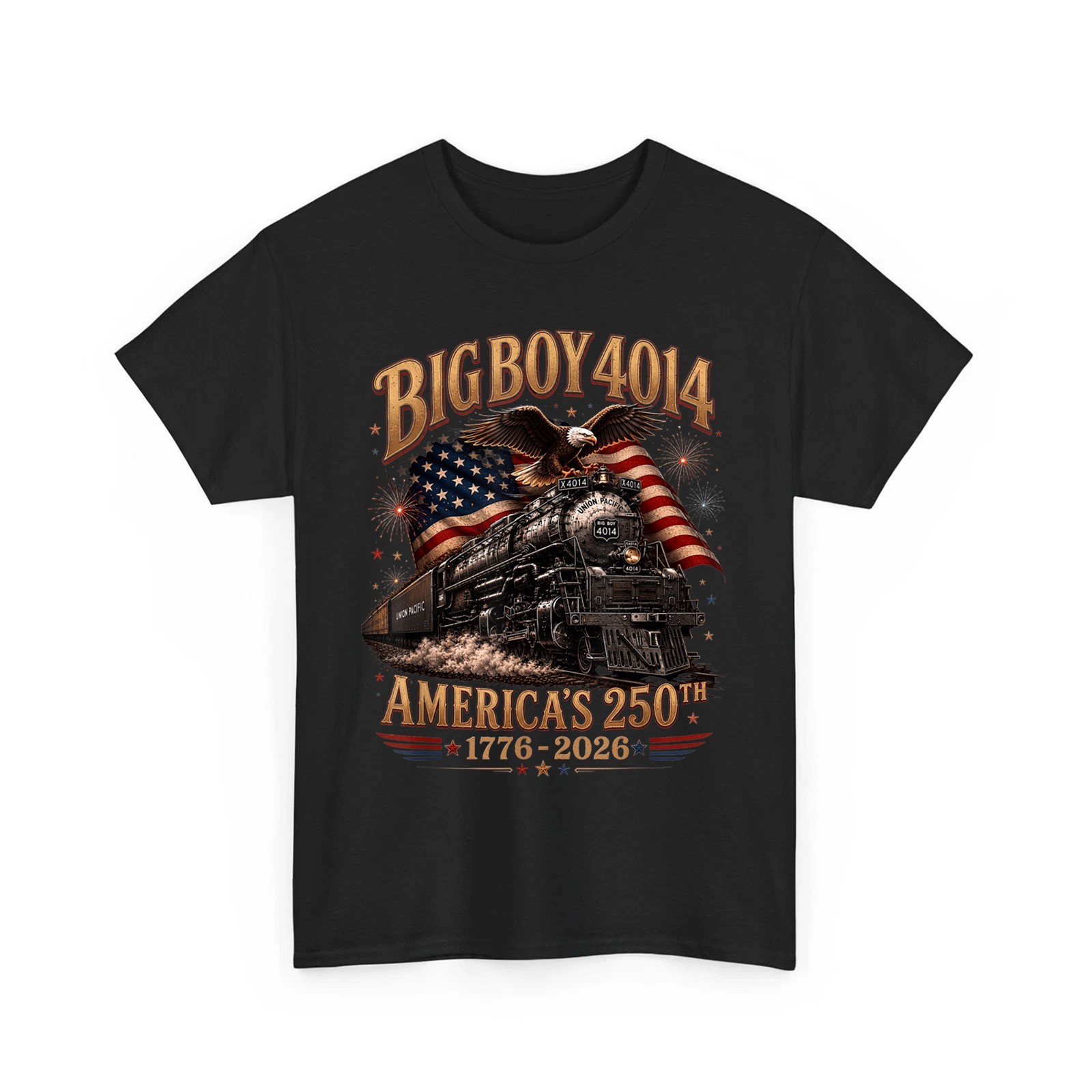 250 Years Big Boy 4014 Train US Flag Eagle Vintage Patriotic Unisex T-Shirt