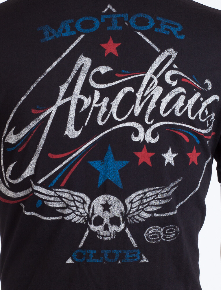 Archaic By Affliction Mens T-shirt Nation Regular Fit Black US Flag S-3XL NWT
