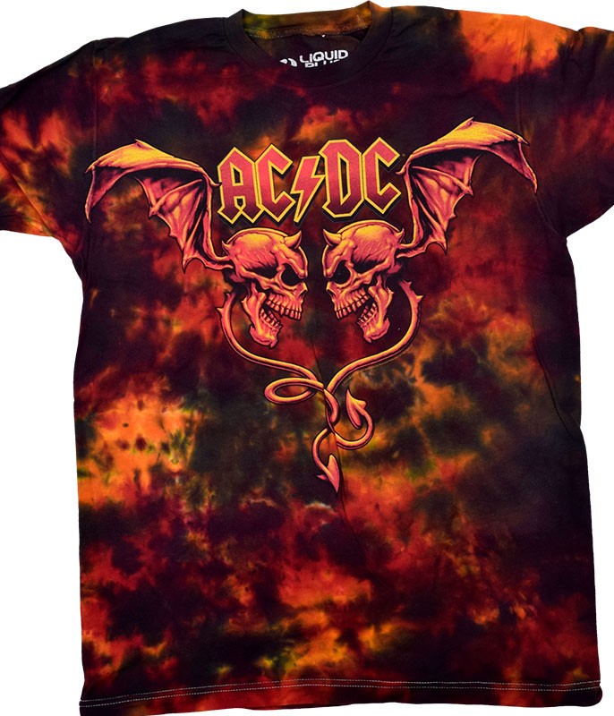 [Limited Edition] Vintage AC/DC Evil Wings Clearance Tie-Dye T-Shirt Liquid Blue