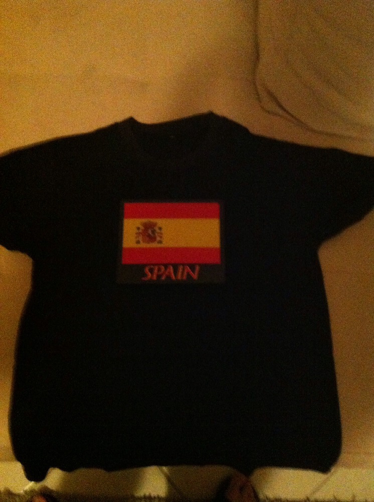 Spain LED Flag EQ Sound Activated Flashing LED Design T-Shirt All size in stock