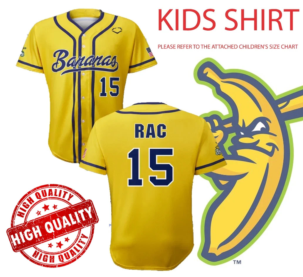 Rare Savannah Bananas RAC 15 Baseball Kid Shirt Kid Youth Jersey TD1690