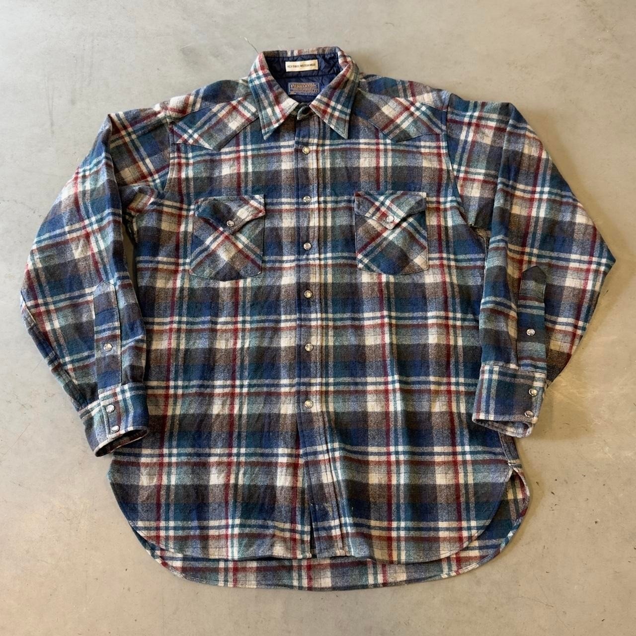 Vintage Pendleton Western Wear Virgin Wool Shirt Pearl Snap Cowboy Cut
