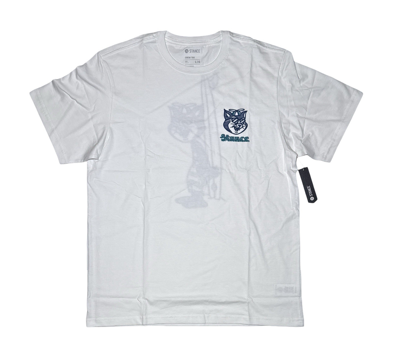 Stance Kool Kat White Men’s T-Shirt Graphic Print Large New With Tags