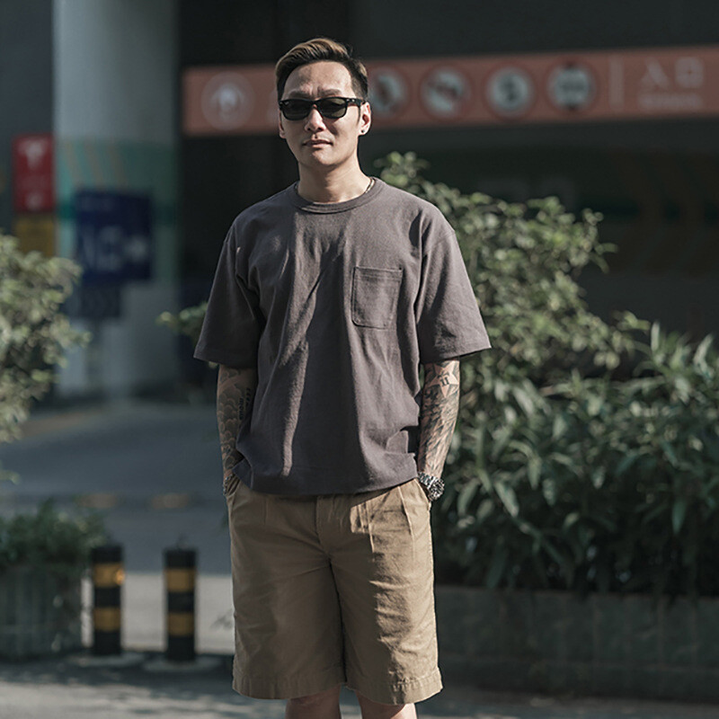 NON STOCK Drop Shoulder Pocket T-Shirt Loose Fit Men’s Heavyweight Cotton Tee