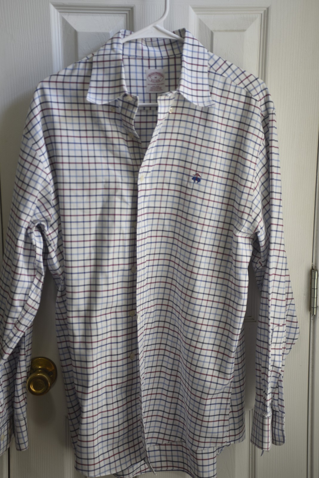 Brooks Brothers Polo Shirt Plaid Supima Cotton Non Iron Sz M LSC139