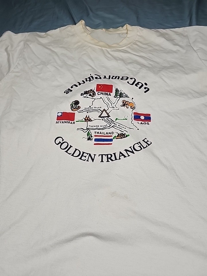 Vintage Golden Triangle T Shirt China Thailand Drug Trade Trafficking Size XL