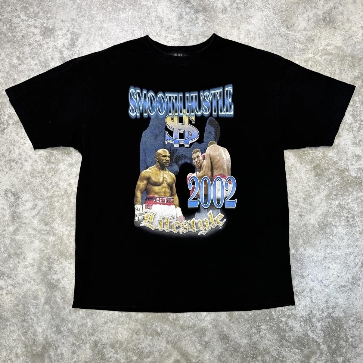 Vintage Smooth Hustle Lifestyle Shirt Mens XL Black 2002 Boxing Graphic 2000s