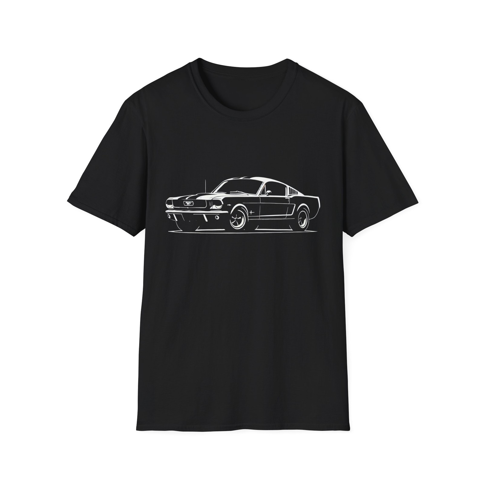 1965 Ford Mustang Fastback T-Shirt – Classic Muscle Car Vintage Line Art Graphic