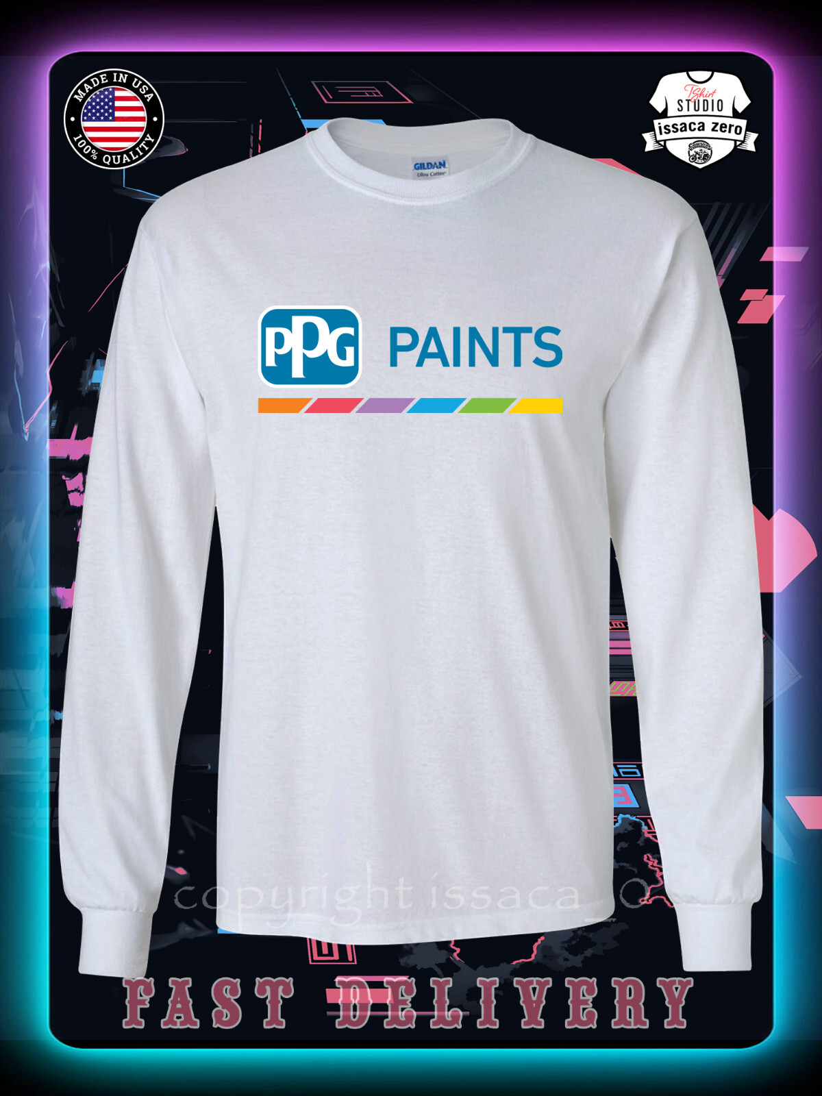 PPG Color Paints Logo Men’s Long Sleeve T-Shirt American issaca Tees