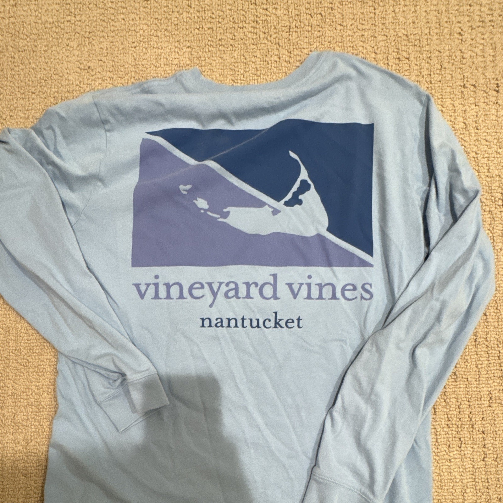 Vineyard Vines Men’s Blue Long Sleeve Pocket T-Shirt Graphic Print S Cotton