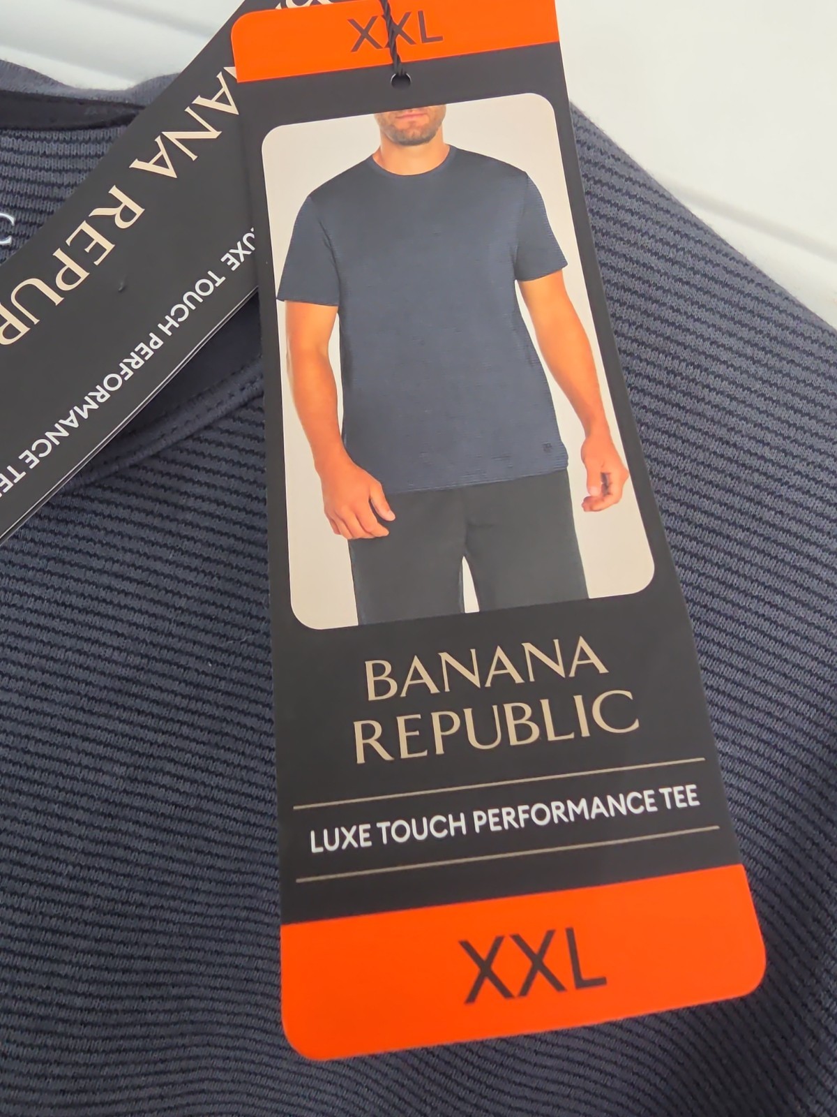 Banana Republic Luxe Touch Performance Tee Gray Striped 100% Cotton Men’s 2XL