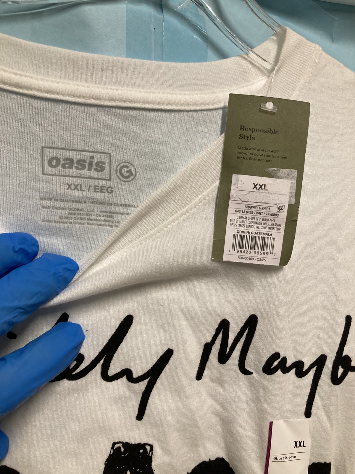 [New] DEFINITELY MAYBE Album Artwork Unisex T Shirt; XXL; White; New with Tag