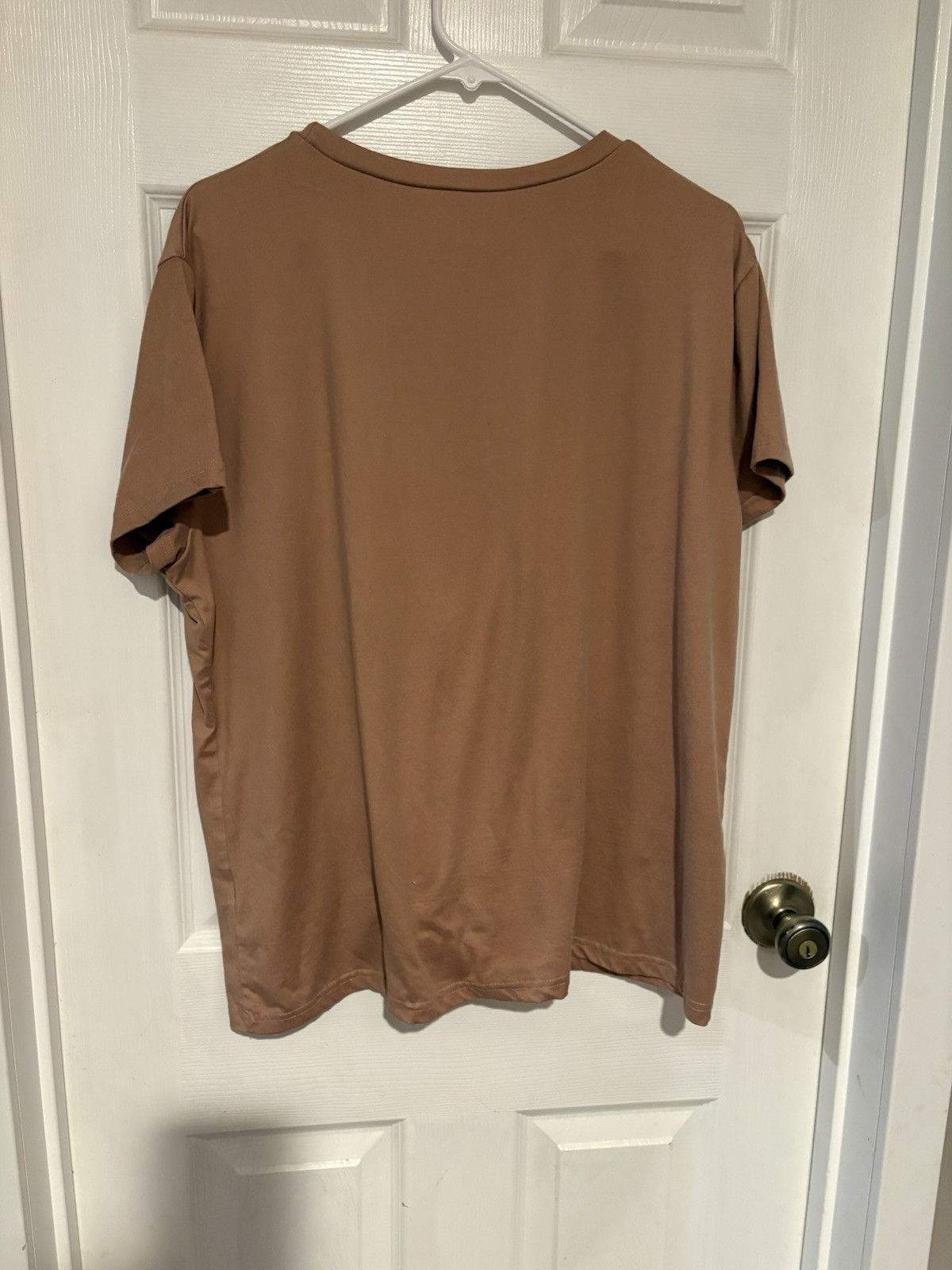 Men’s Brown Solid Crew Neck Short Sleeve Knit Stretch T-Shirt 2XL Regular