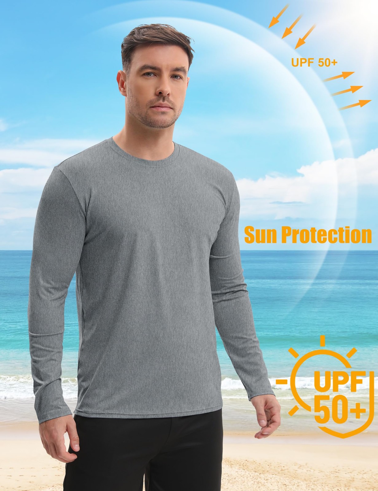 7 Pack Men’s Quick Dry Long Sleeve Shirts Moisture Wicking UV UPF 50+ Sun Pro.