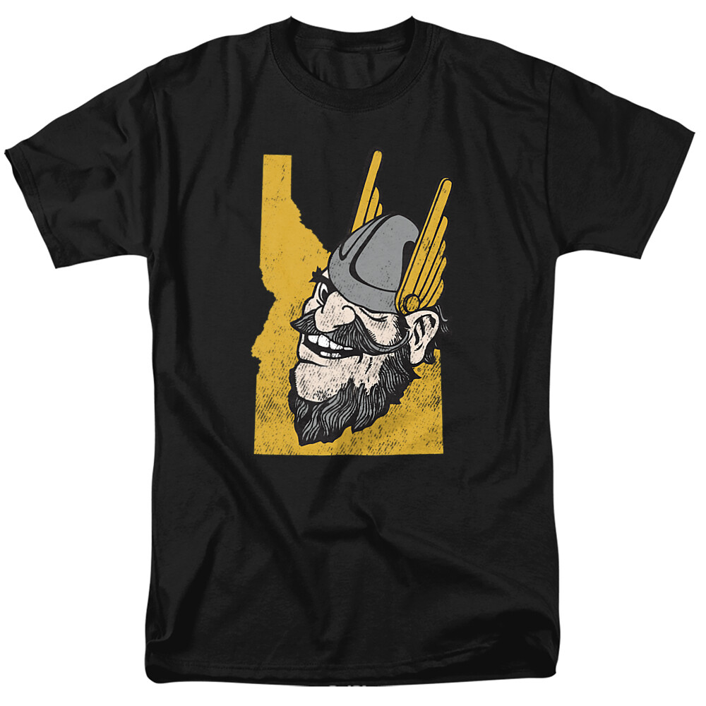 University of Idaho Adult T-Shirt State Shape, Black, S-5XL