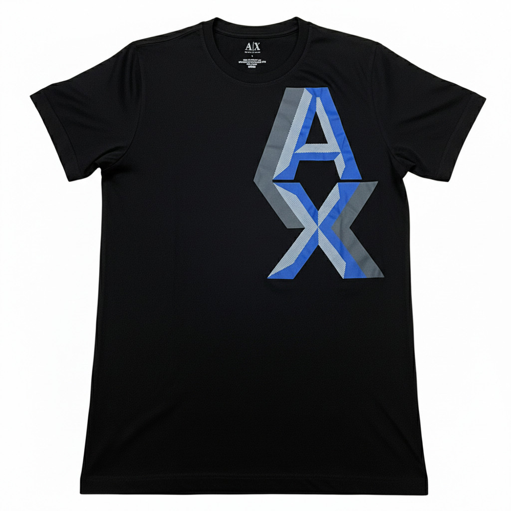 $50 ARMANI EXCHANGE Black AX-09 Short Sleeve Slim Fit Designer Mens T-shirt NWT